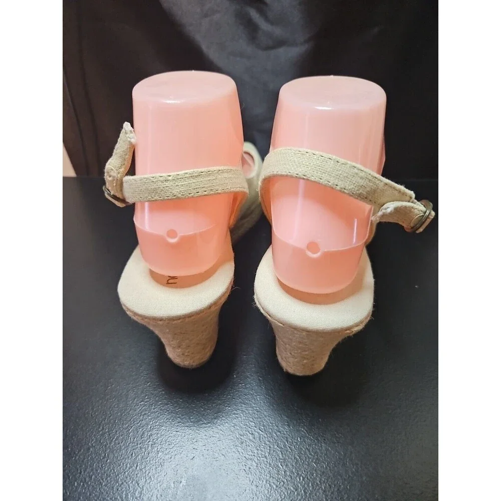 Natural Soul by Naturalizer Sandals Womens 8.5  W Basic Espadrille Beige Wedge - Picture 2 of 8